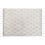 Tappeto cotone bianco sporco e nero 160 x 230 cm moderno orientale tribale nappe motivo geometrico