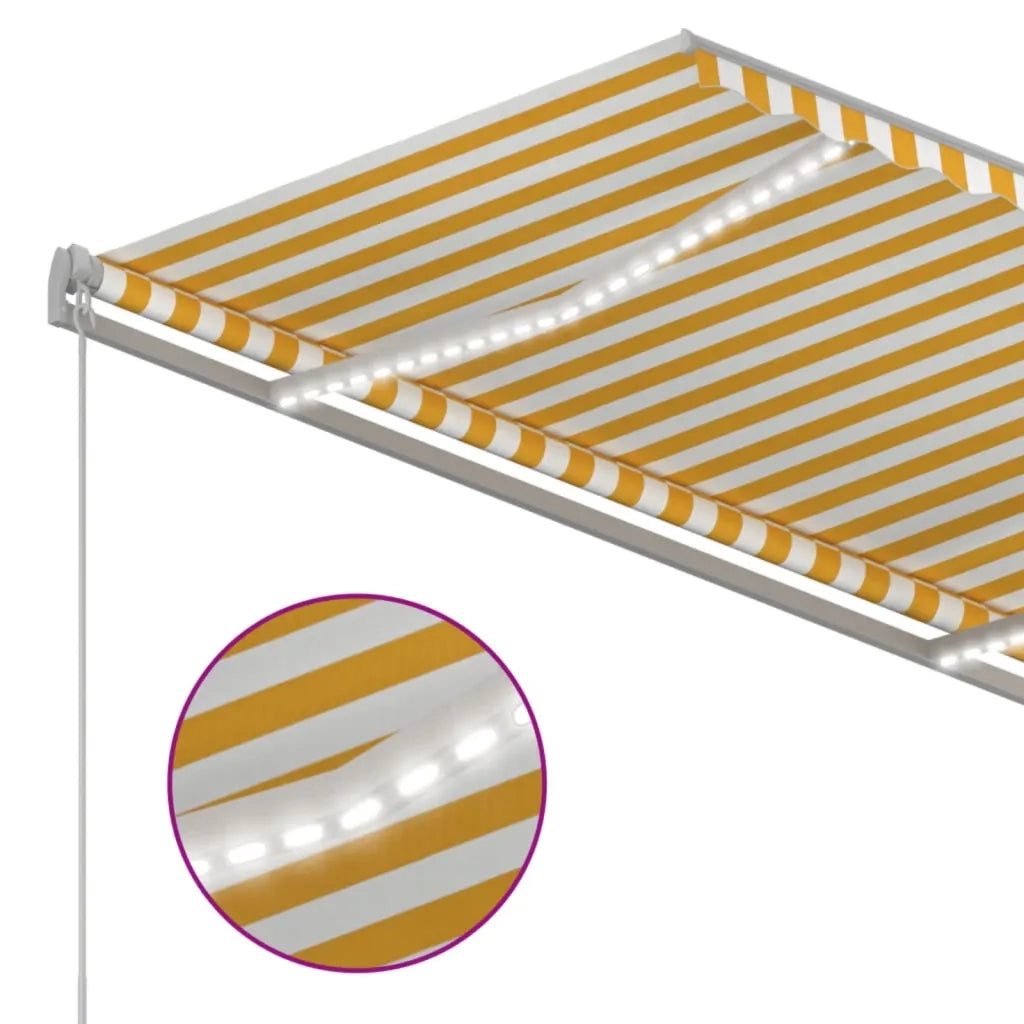 Tenda Automatica Sensore Vento e LED 3,5x2,5 m Gialla e Bianca 3069933
