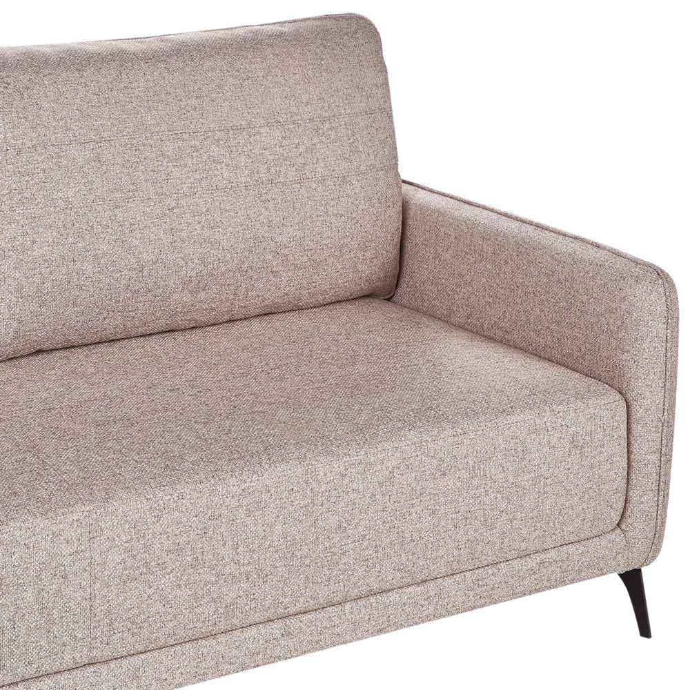Divano letto in tessuto marrone chiaro imbottito 3 posti letto estraibile gambe in metallo funzione letto minimalista