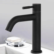 Wastafierorizzonte da bagno in acciaio inossidabile, rubinetto a un giro, rubinetto da bagno, acciaio inossidabile, bagno, rubinetto a getto di acqua liscio, con attacco di tubo (curvo)