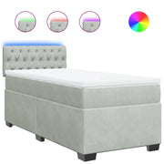 Letto singolo | Letto per adulti | Giroletto a Molle con Materasso Grigio Chiaro 80x200 cm Velluto