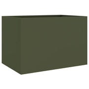 Fioriera | Cassetta per fiori | Vaso Verde Oliva 62x30x29 cm in Acciaio