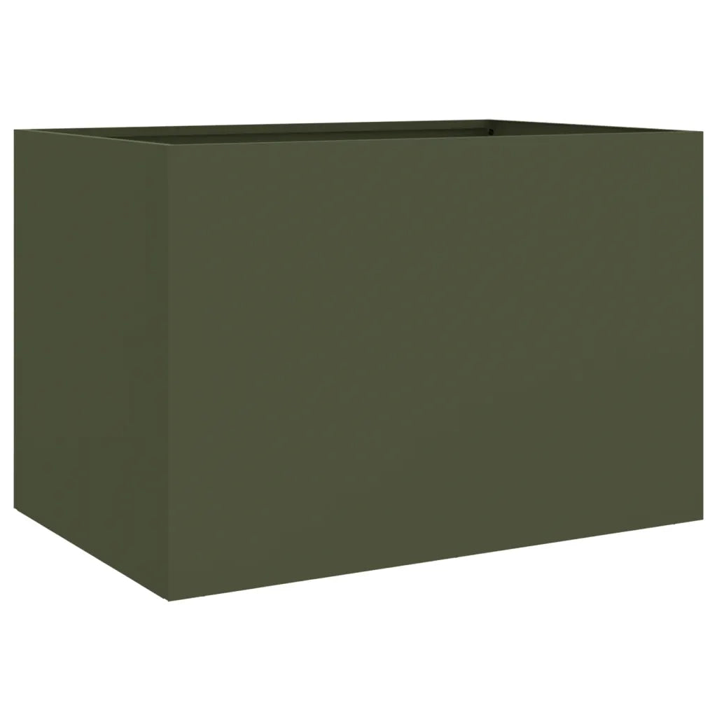 Fioriera | Cassetta per fiori | Vaso Verde Oliva 62x30x29 cm in Acciaio