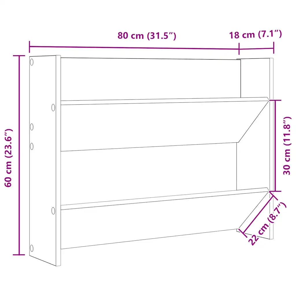 Scarpiera a Muro Nero Lucido 80x18x60 cm in Legno Multistrato 806755