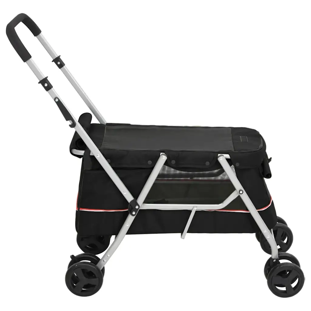 Passeggino per Cani Pieghevole Nero 100x49x96cm Tessuto di Lino CFW1638249