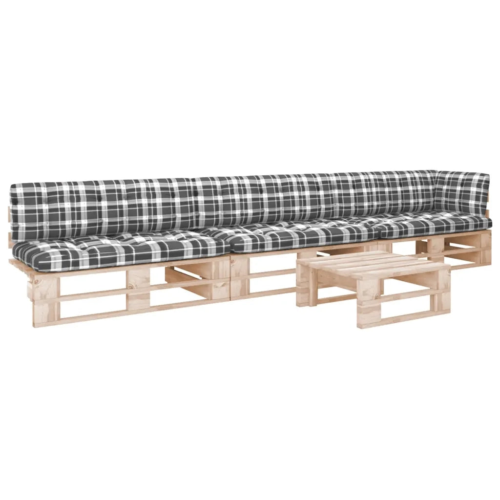 Set Divani su Pallet 4 pz e Cuscini in Legno di Pino Impregnato cod mxl 56716