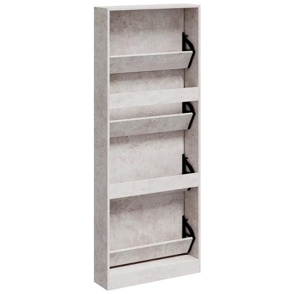 Scarpiera-Scaffale per scarpe Grigio Cemento 59x17x150 cm in Legno Multistrato