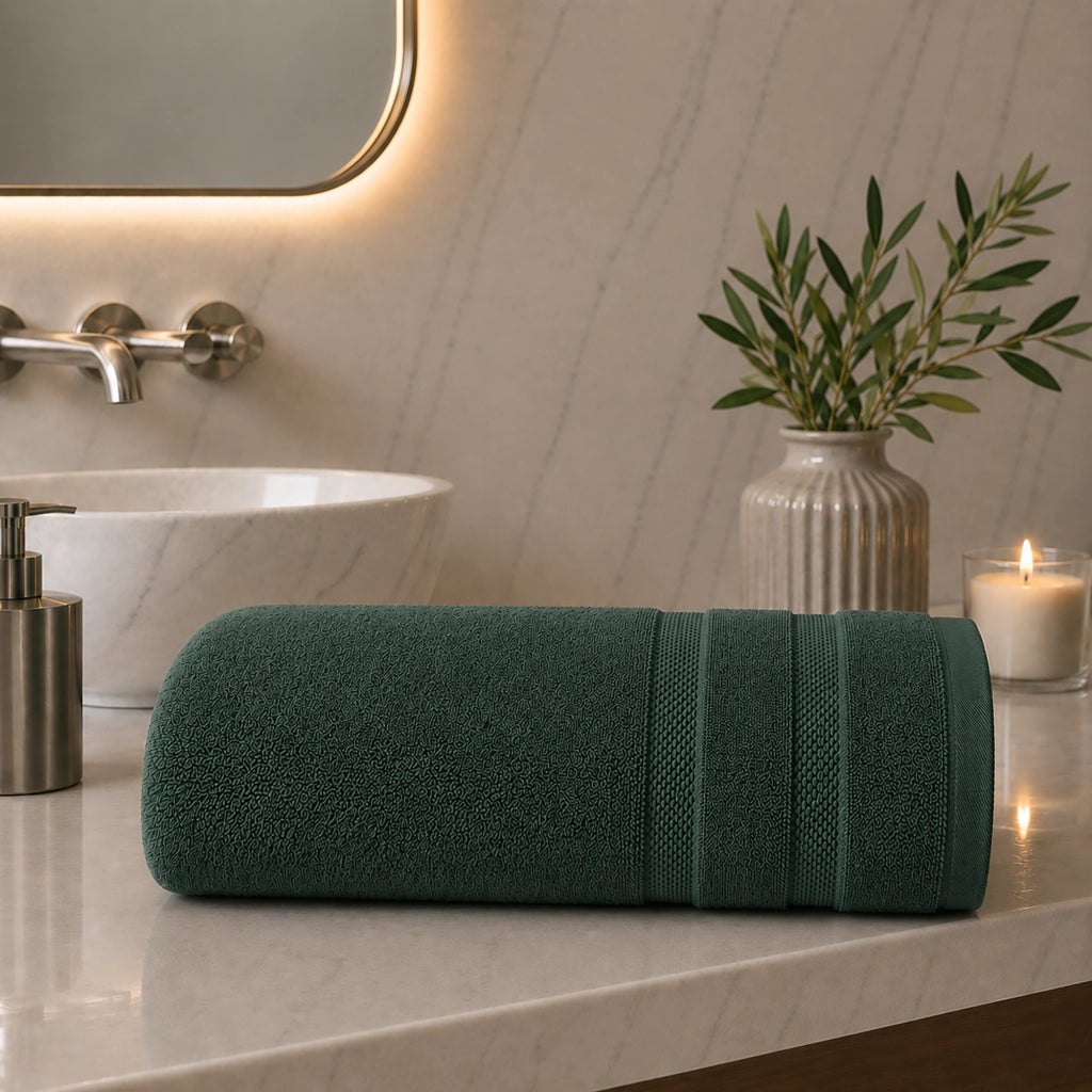 Rovarero, Telo Bagno Sfumatura Colore Struttura Scuro, Verde Scuro