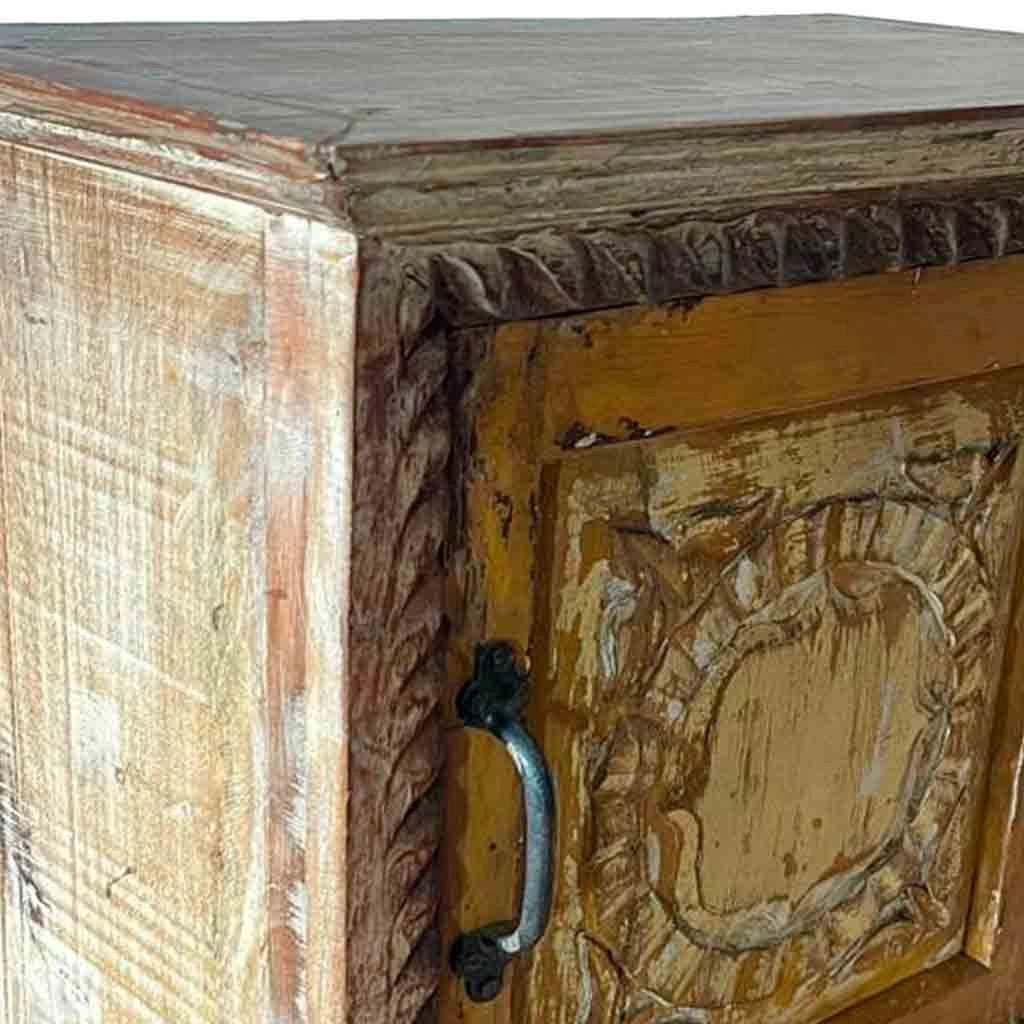 Tavolo in legno finitura artigianale marrone 50x30x56h cm
