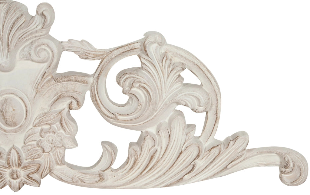 Biscottini Sopraporta in legno finitura bianco anticato L98xPR4xH33 cm Made in Italy