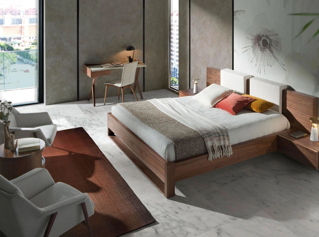 Scrivania in noce con piano in legno grigio