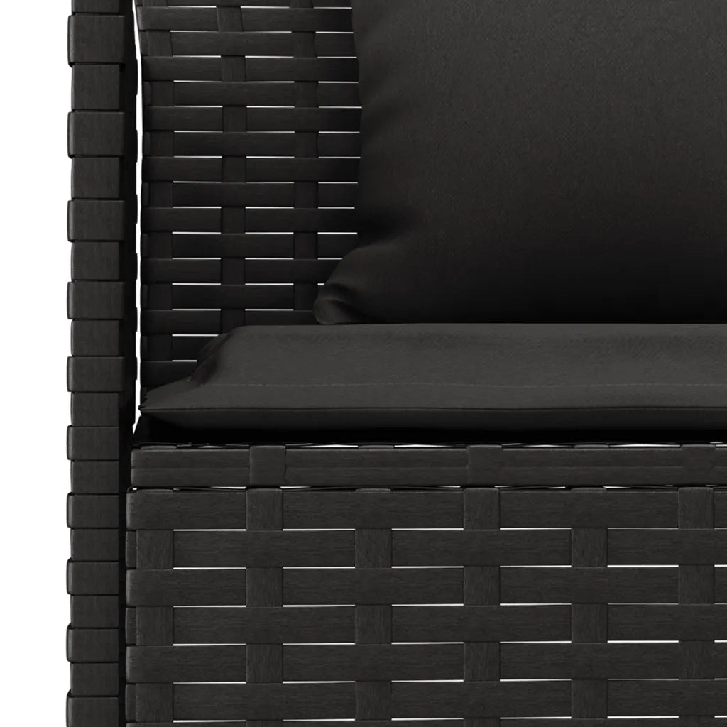 Set da Pranzo da Giardino 2 pz | Set Salotto da Giardino con Cuscini Nero in Polyrattan