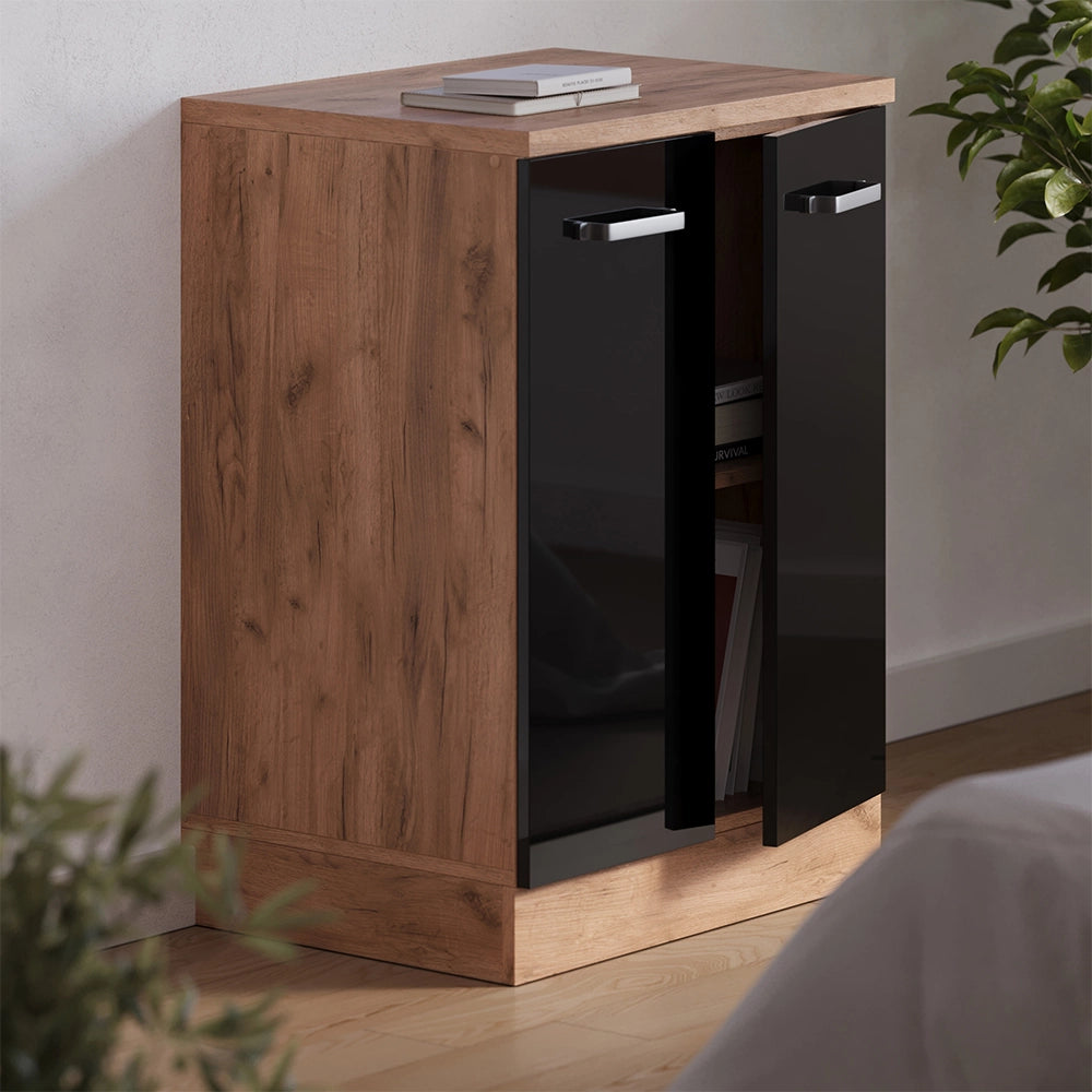 Mobile per mansarda Rion Nero lucido/Rovere dorato 60 x 83.8 cm senza inclinazione con 2 ante Vicco