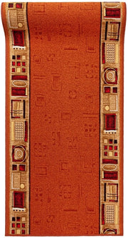 Loper Antislip per Tappeti - Disegno Moderno - Dimensioni 120 x 275 cm - Colore Terracotta/Rosso Scuro