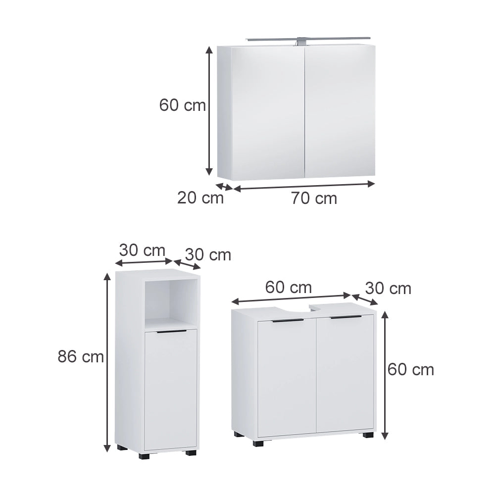 Vicco Set di mobili da bagno Bianco 3 parti