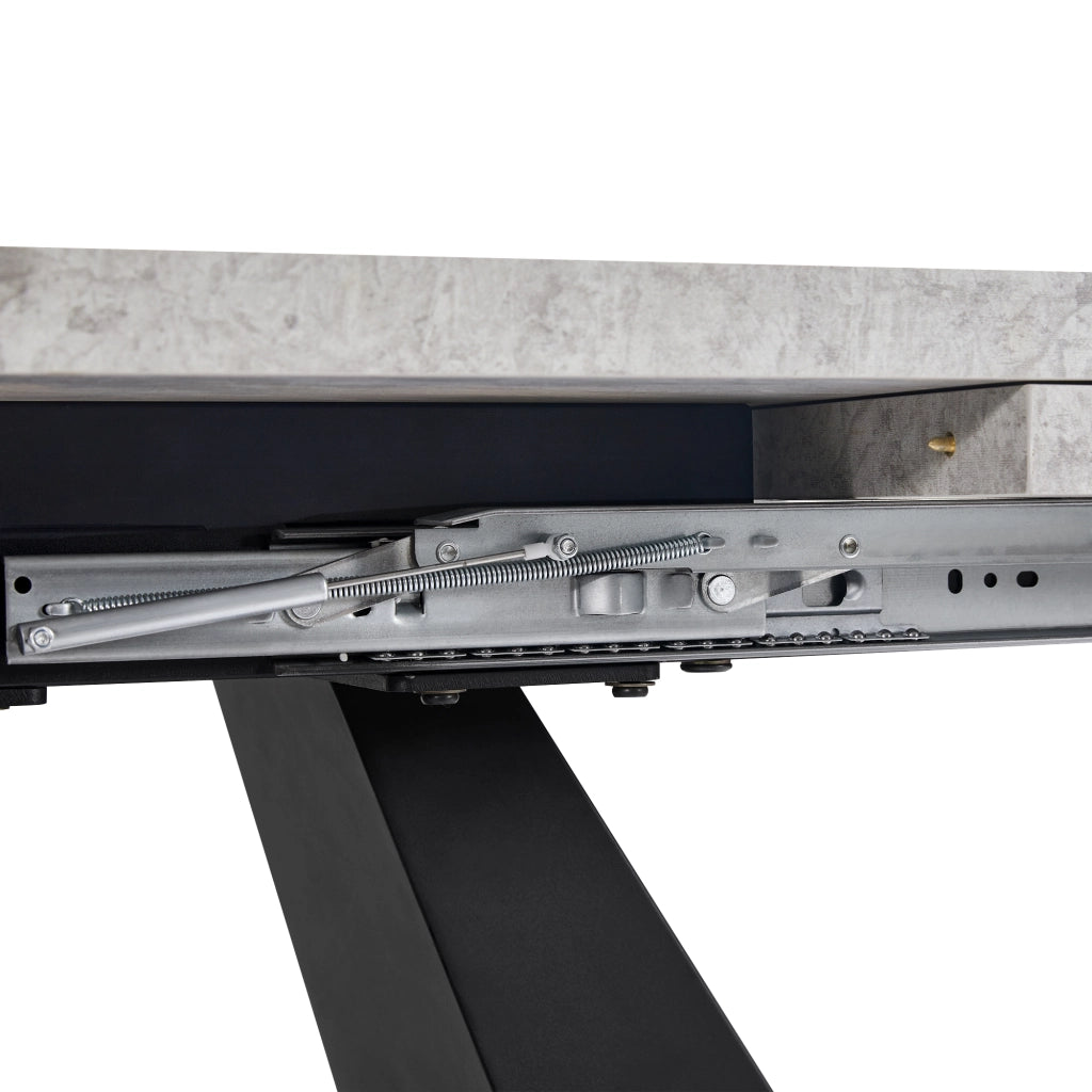 Tavolo da pranzo allungabile con piano in MDF e gambe in metallo, per cucina e soggiorno, nero grigio, 99 × 74 × 77 cm