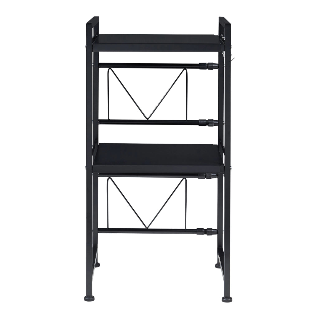 Scaffale per Microonde Sorsele Alto 79 cm Regolabile in Larghezza 40-63 cm Metallo Nero [en.casa]