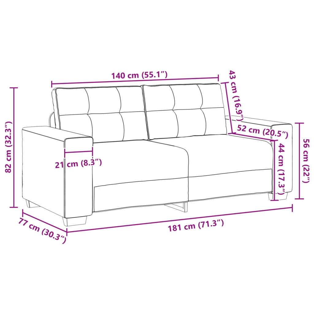 Divano Loveseat  Grigio Scuro 140 cm in Pelle Sintetica