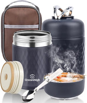 Contenitore termico da 700 ml per alimenti, contenitore di riscaldamento in acciaio inossidabile, contenitore alimenti con manico portatile, flacone termico alimenti impermeabile, 12 ore caldo, 12 ore freddo (nero)