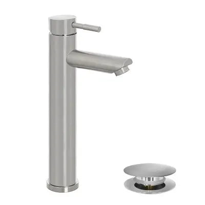 Miscelatore lavabo alto acciaio spazzolato e piletta click-clack  York