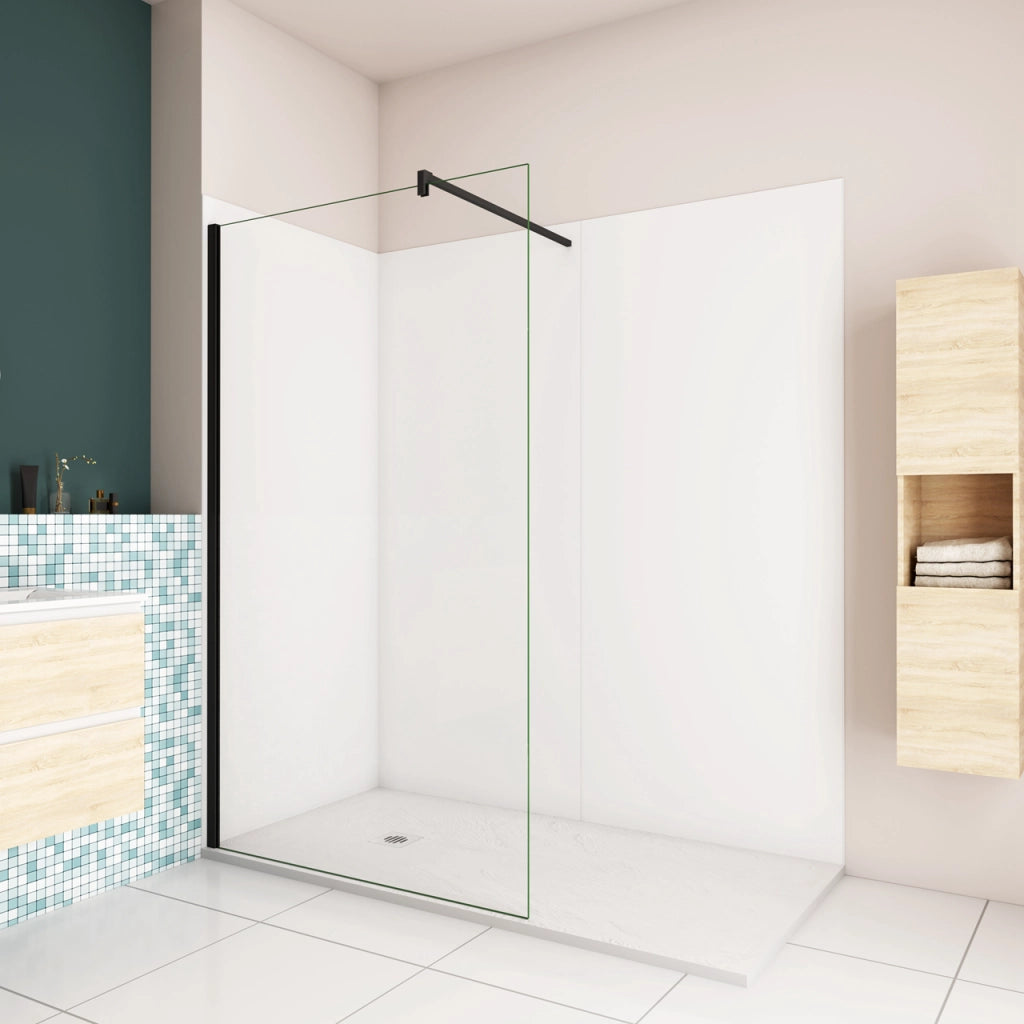 H.210 cm Pannello Doccia ad Angolo 40x100x120 cm Realizzato in Alluminio da 3 mm con Profili Finitura Bianco Opaco per Rivestimento Parete Bagno