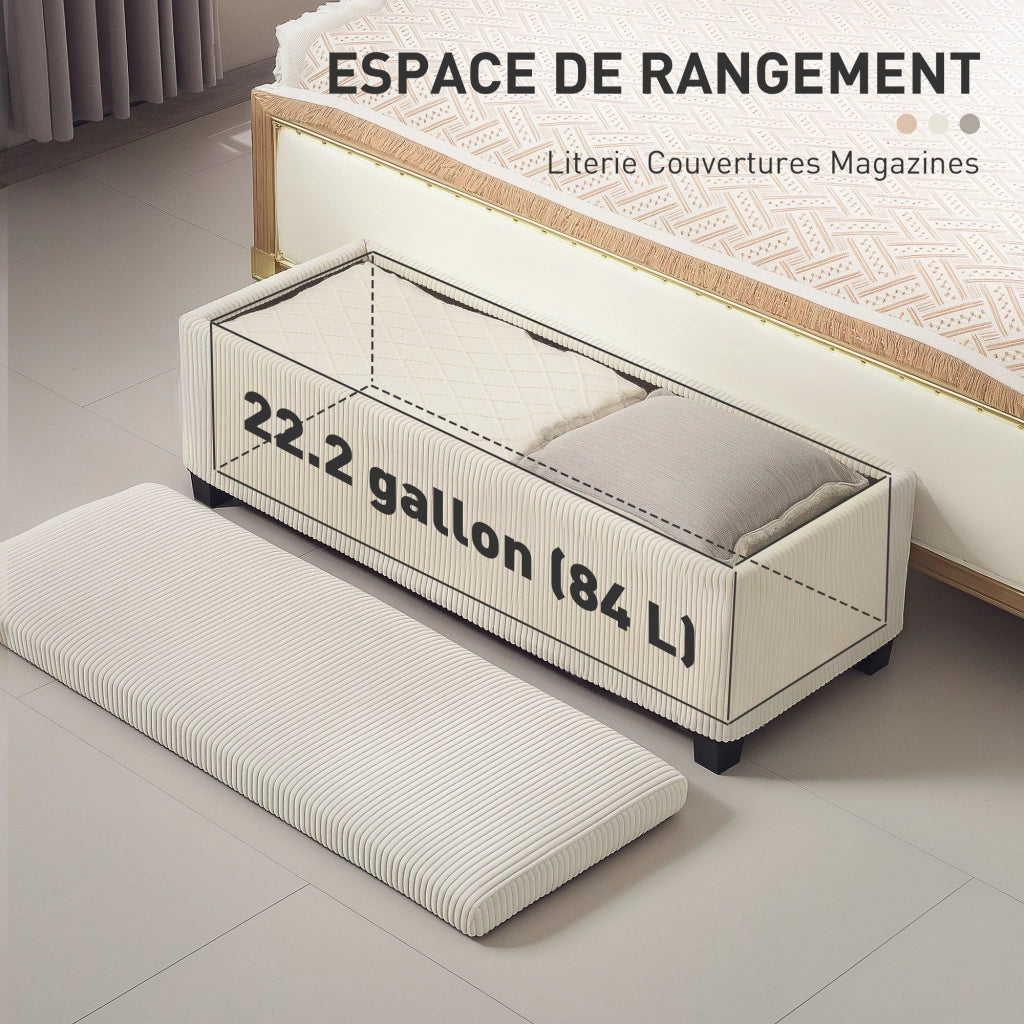 Pouf contenitore in velluto ¨C zephmum ¨C beige 112x42x40 cm