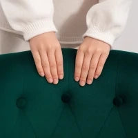Poltrona per Salotto in Velluto con Seduta Imbottita e Trapuntata a Bottoni, 60x66x79 cm, Verde