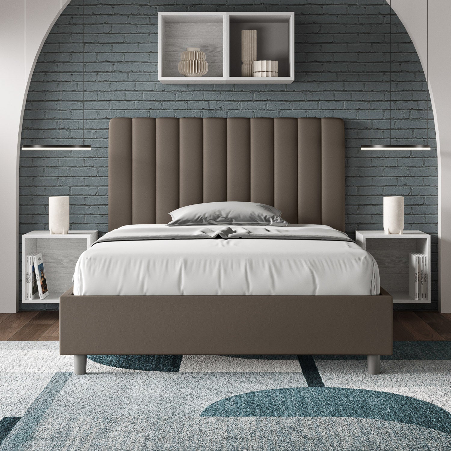 Letto 1 Piazza e Mezzo 120x190 cm Senza Rete Agueda Cappuccino