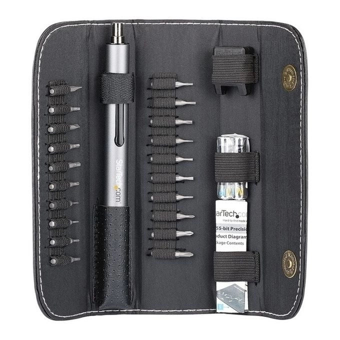 StarTech.com Set di cacciavite elettrico di precisione a 20 pezzi - Kit di cacciaviti a batteria portatile/mini per riparazioni di elettronica - magnetico - senza filo (CTK20PCEDRIVE)