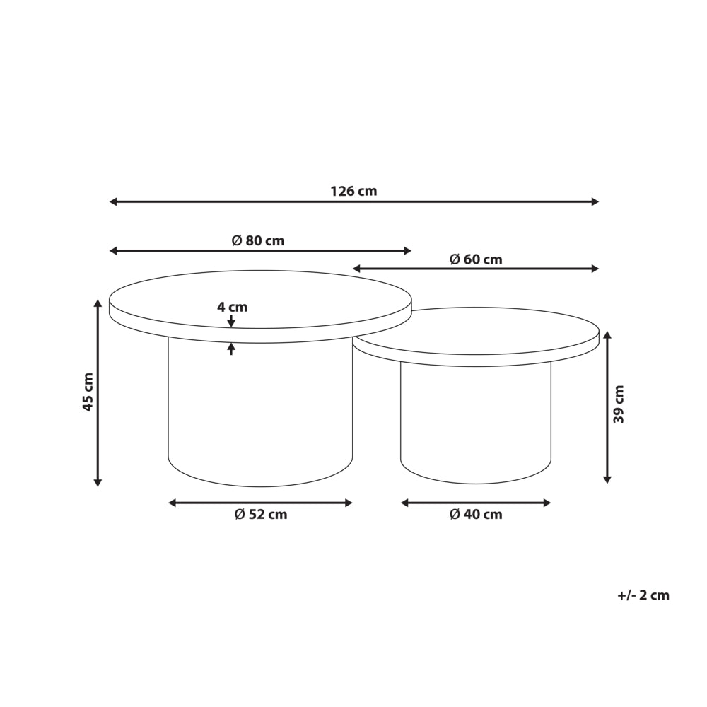 Set di 2 tavolini da caffè in rattan naturale con base rotonda in stile bohémien Ilios