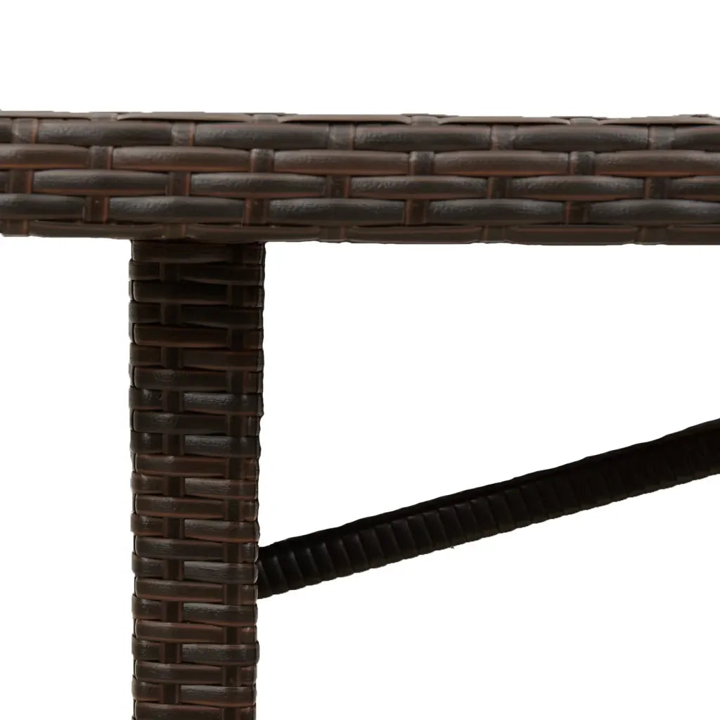 Tavolo Giardino Piano in Vetro Marrone 190x80x75cm Polyrattan 365603