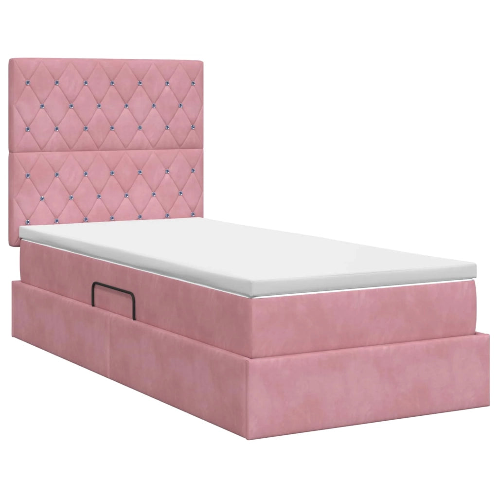 Letto con contenitore e materasso Rosa 90 x 190 cm Velluto 3459602