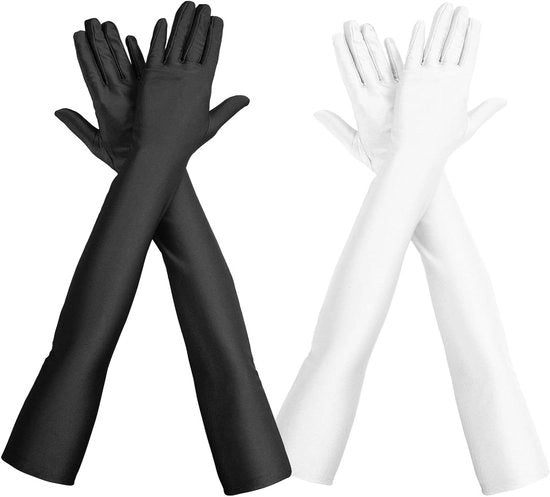 Manopole lunghe per occasioni speciali - nero/bianco - 2 pezzi