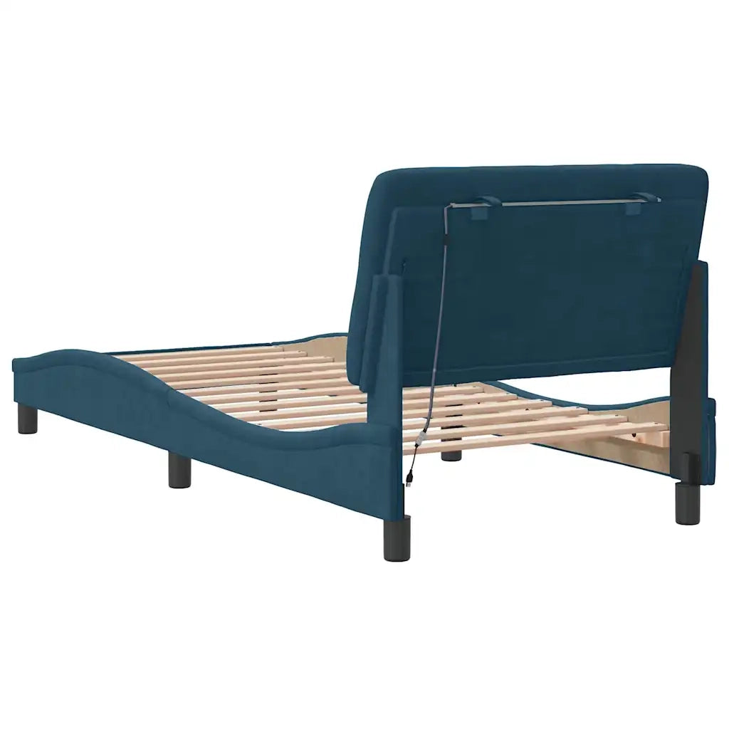 Giroletto con LED senza Materasso-Struttura Letto con LED Blu 80x200 cm in Velluto