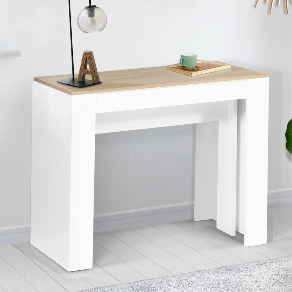 IDMarket - Tavolo da salotto allungabile ORLANDO per 10 persone, 235 cm, in legno bianco e effetto faggio