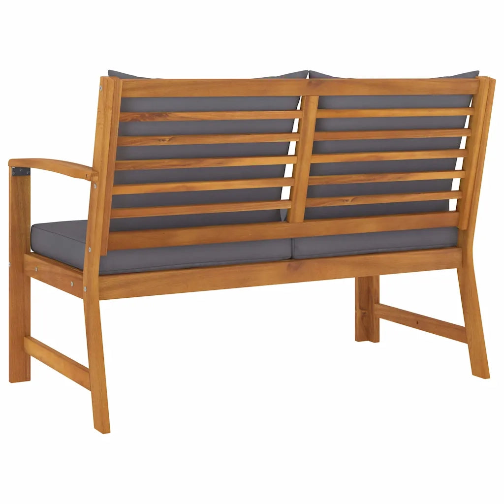 Panca da Corridoio-Sgabello-Panca da esterno 114,5cm con Cuscino Grigio Massello di Acacia 981491