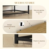 Credenza da Soggiorno a 2 Livelli con Ripiano Regolabile, in Legno e Acciaio, 80x40x78 cm, Marrone e Nero