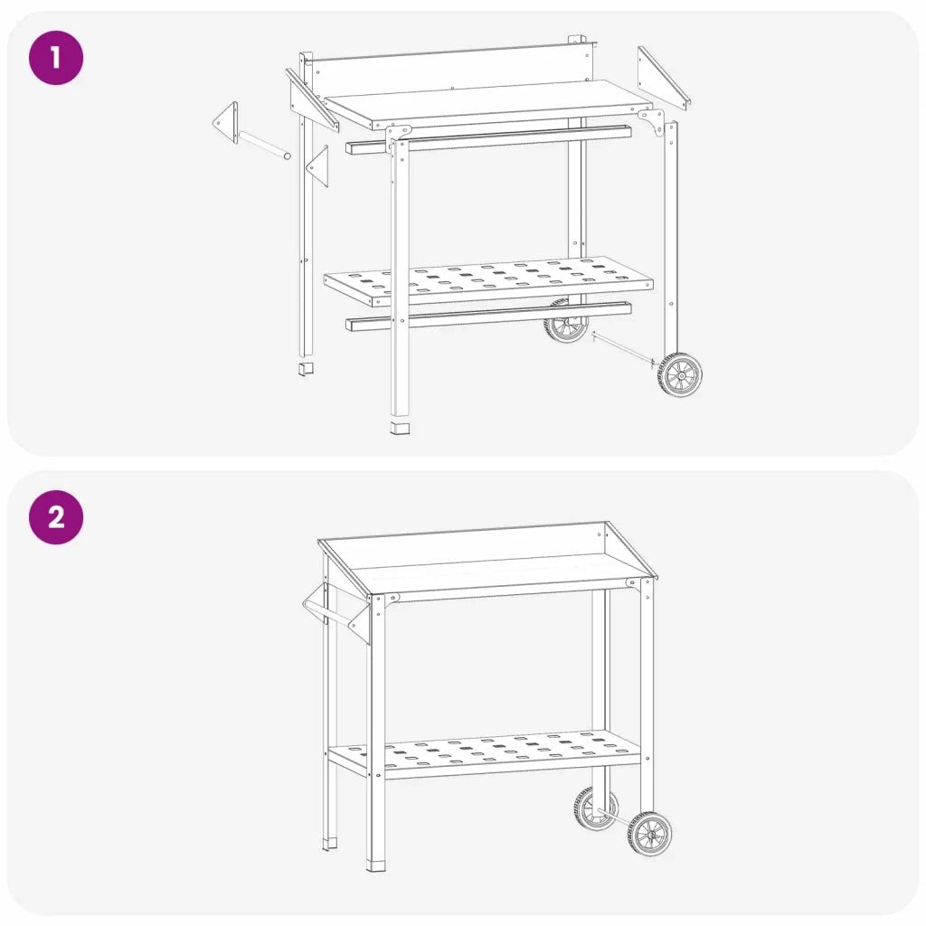 Tavolo da Vaso con Ruote 96 x 50 x 89 cm Acciaio Inox Argento 8014852