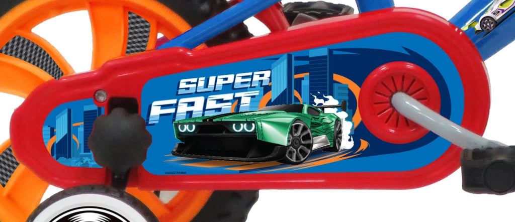 Bicicletta per Bambini 12" Hot Wheels Freno Caliper e Stabilizzatori in Acciaio Hi-Ten Blu e Rosso