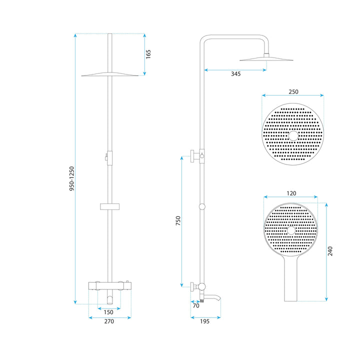 Set Doccia Da Incasso Con Termostatato Lungo Diamond Chrome