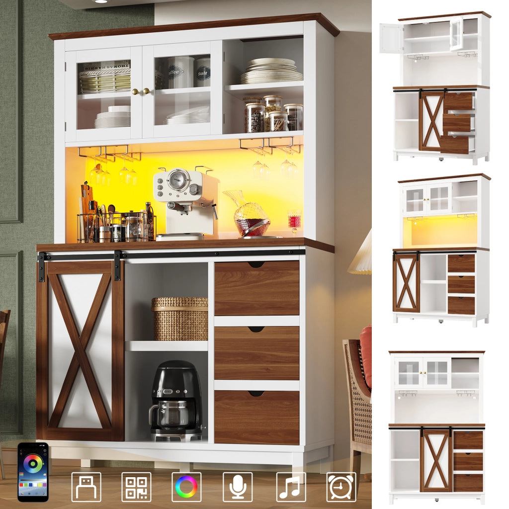 ARMADIO ALTO 104x40x180 cm Bianco in MDF, metallo e vetro con LED
