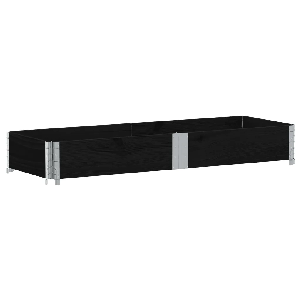 Fioriera | Cassetta per fiori | Vaso da Giardino Nera 150x50 cm in Legno Massello di Pino