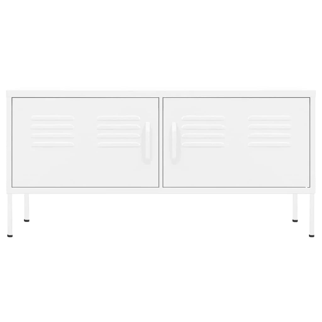 Mobile TV multimediale scaffale TV mobile TV sala da pranzo soggiorno camera da letto 105 x 35 x 50 cm acciaio bianco 02_0025687