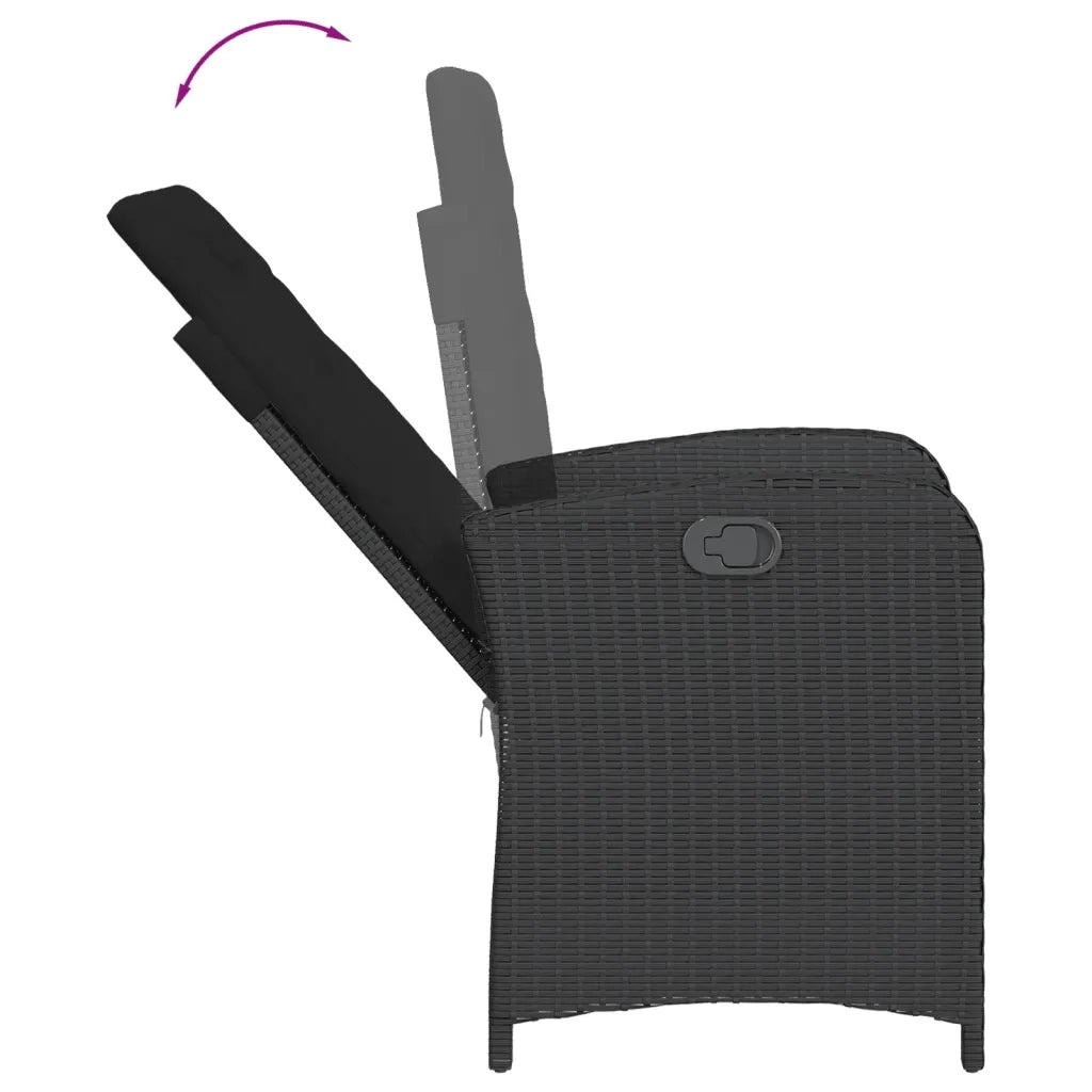 Set da Pranzo da Giardino 7 pz Nero con Cuscini in Polyrattan 3212316