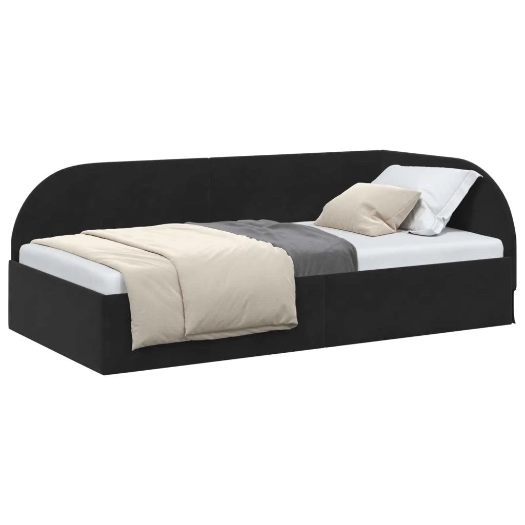 Cornice del letto ad angolo Nero 100 cm x 200 cm Velluto