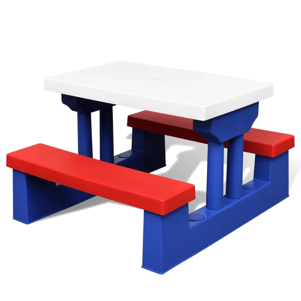 Tavolo e Panchine Picnic per Bambini con Parasole Multicolore 41455