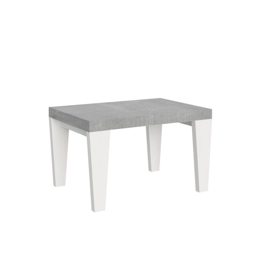 Tavolo Allungabile 130/390x90x77 cm Spimbo Mix  piano Cemento gambe Bianco Frassino