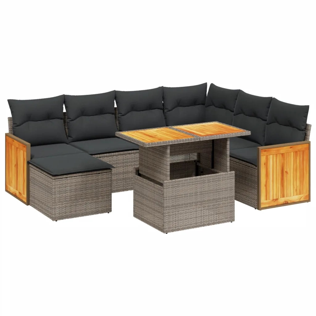 Set Divano da Giardino 8 pz con Cuscini Grigio in Polyrattan 3274077