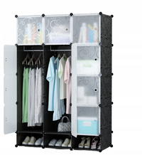 Armadio componibile e pieghevole da 165x110x35 cm, colore nero.