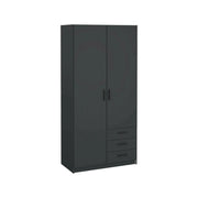 Guardaroba 2 ante Sultani, Mobile camera da letto, Cabina armadio portabiti, Armadio appendiabiti, 99x50 h200 cm, Grigio